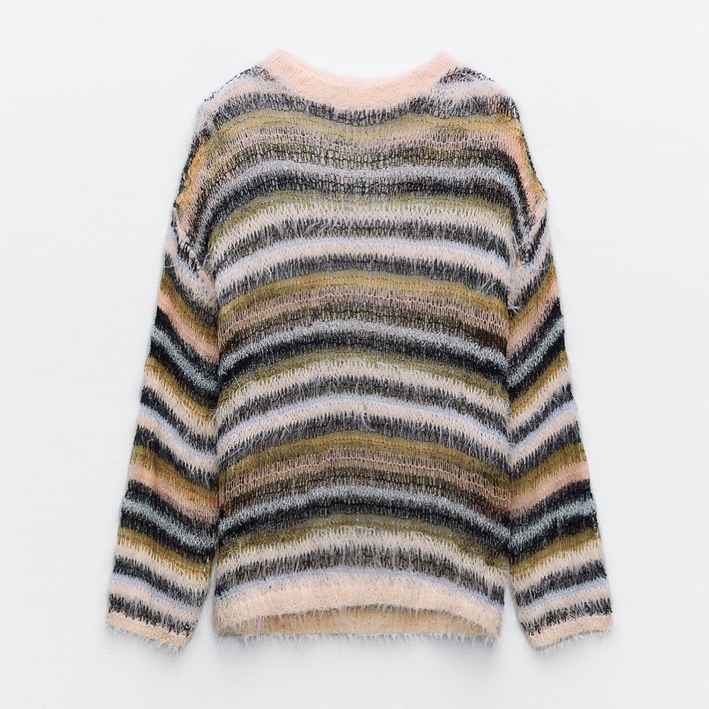 Zara Drop Stitch Stripped Knit Sweater
